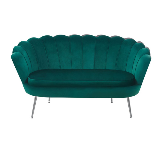 Sofa VIDAL w zielonym welurze na srebrnych nóżkach