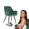 Krzesło fotelowe z podłokietnikami AURORA | zielony welur, styl loft