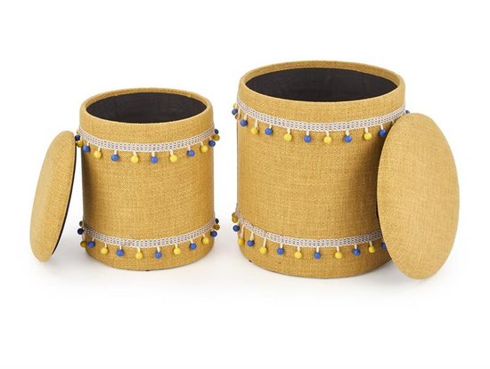 Nowoczesny zestaw 2 puf GRADO w kolorze żółtym