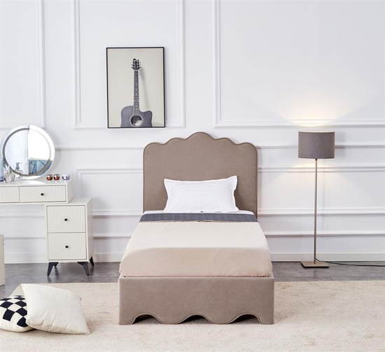 Łóżko tapicerowane ORSO 90 cm beżowe mat velvet MAVEL