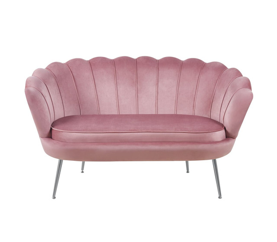 Sofa VIDAL w różowym welurze na srebrnych nóżkach