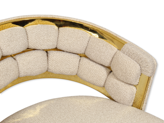 Krzesło barowe plecione półhoker TESSA BOUCLE jasnobeżowy na złotym stelażu