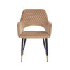 Eleganckie krzesło do jadalni z przeszyciami FRANCO A ciemny beż na czarno-złotych nogach