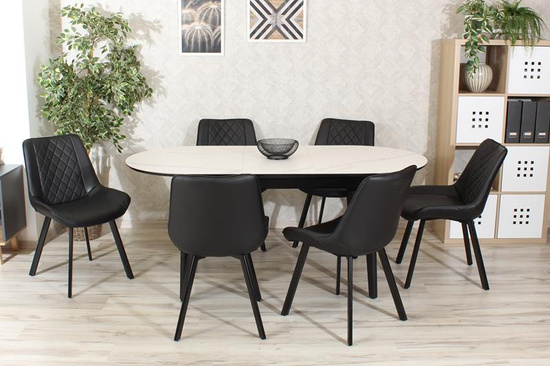 Tapicerowane krzesło do jadalni DORA | czarna ekoskóra