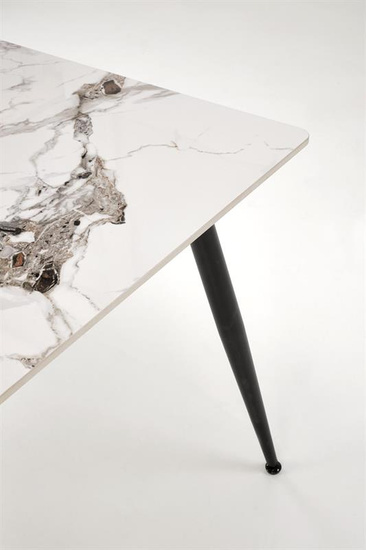 Designerski stół EMILIO 140 w kolorze biały marmur/czarny