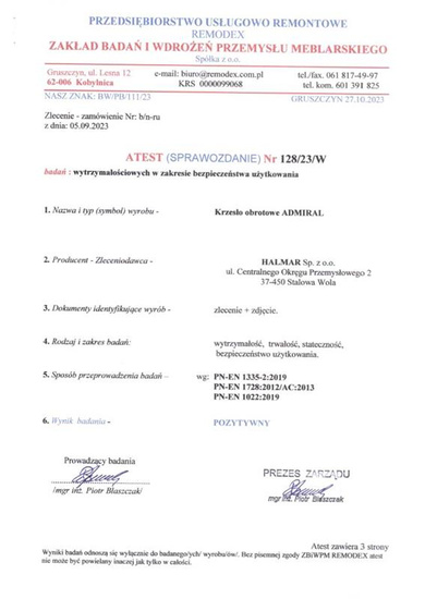 Ergonomiczny fotel gabinetowy ADMIRAL w kolorze czarno-popielatym z aluminiową podstawą