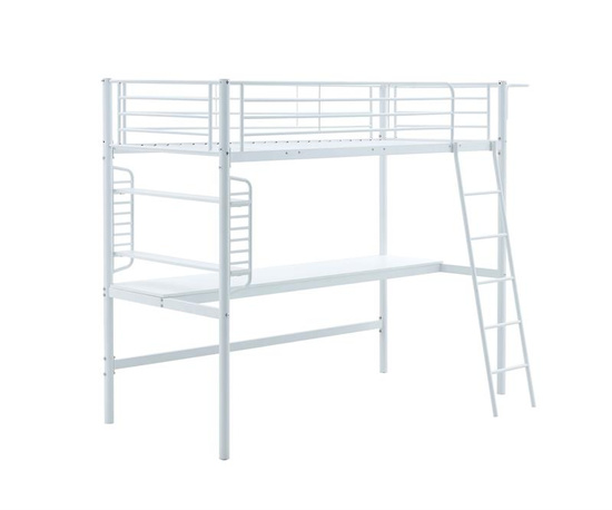 Funkcjonalne łóżko piętrowe DOLCE z biurkiem i organizerem w kolorze białym