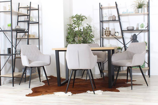 Tapicerowane krzesło z podłokietnikami CARBO | szary welur, czarne nogi