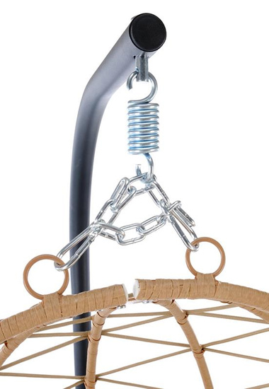 Stylowy fotel ogrodowy SNAKE w kolorze naturalnym z beżowymi poduszkami