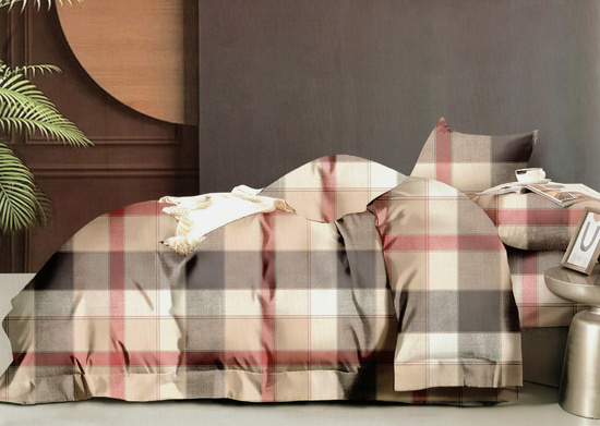 Pościel w kratkę 160 x 200 3cz Satyna Bawełniana nr A1812