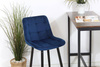 Welurowe krzesło barowe niskie PROXI pikowane granatowe na czarnych nogach