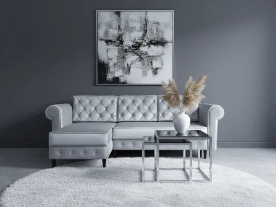 Elegancki narożnik tapicerowany NANCY z pojemnikiem na pościel i funkcją rozkładania