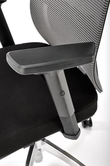 Ergonomiczny fotel gabinetowy ADMIRAL w kolorze czarno-popielatym z aluminiową podstawą