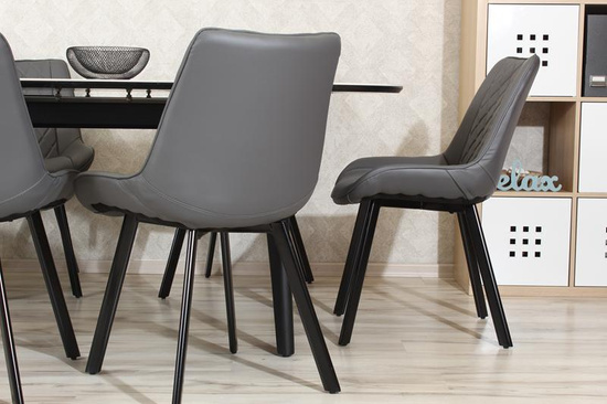 Tapicerowane krzesło do jadalni DORA | szara ekoskóra