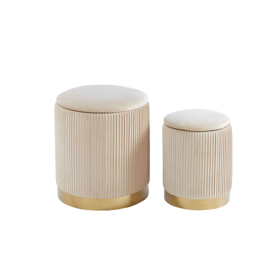 Zestaw dwóch puf DUOBOX w kolorze beżowym