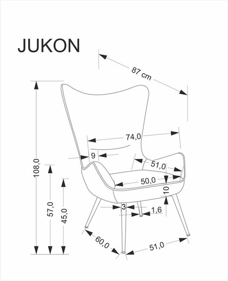 Fotel wypoczynkowy JUKON w kolorze popielatym