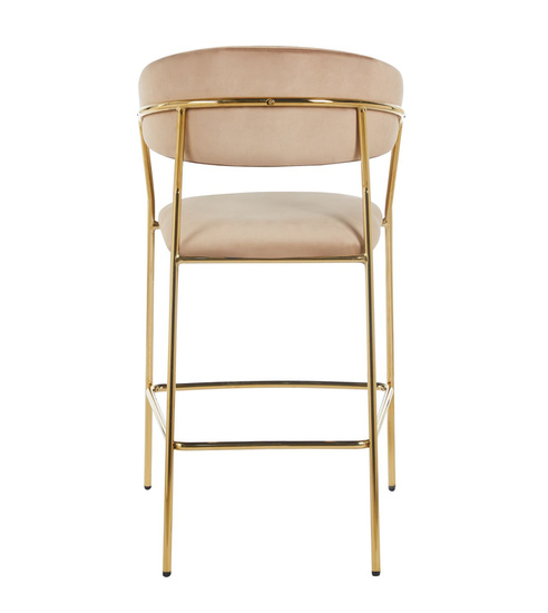 Krzesło barowe w stylu glamour MARGO ciemny beżowy welur /złoty