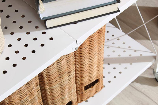 Metalowy regał składany z trzema półkami BRUNO 3P biały