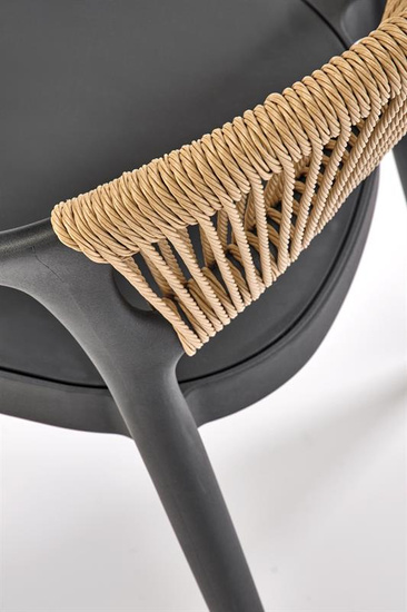 Nowoczesne krzesło K582 w kolorze czarnym z siedziskiem w odcieniu naturalnym