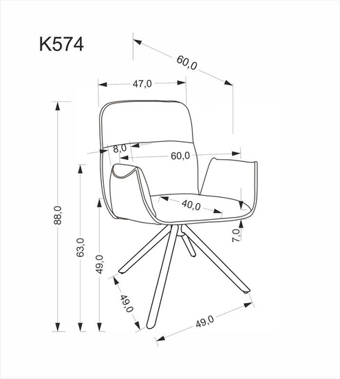 Krzesło K574 w kolorze popielatym 