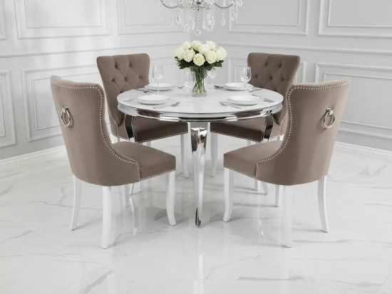 Pikowane krzesło tapicerowane GOLDI proste nogi