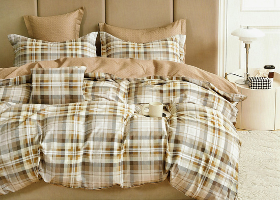 Pościel w kratkkę 160 x 200 3cz Satyna Bawełniana nr A1760