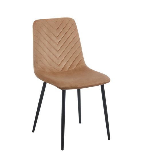 Stylowe krzesło welurowe ESLA ciemno-beżowe z czarnymi nogami