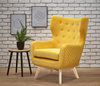 Fotel wypoczynkowy MARVEL w kolorze żółtym z nogami w odcieniu naturalnego drewna