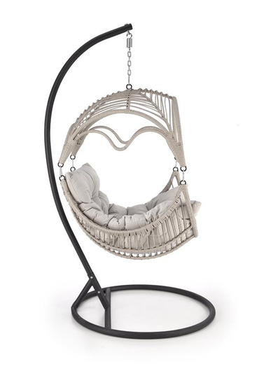 Nowoczesny fotel ogrodowy RASMUS w kolorze jasny popiel z leżanką