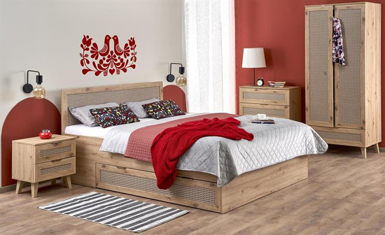 Łóżko BORNEO LOZ-160 dąb artisan/czarny