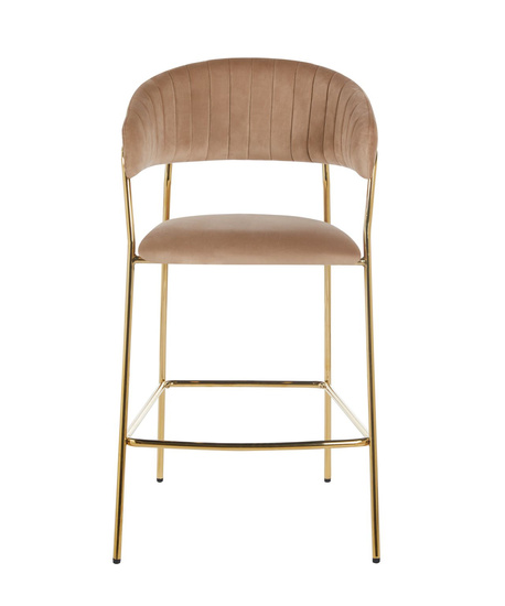 Krzesło barowe w stylu glamour MARGO ciemny beżowy welur /złoty