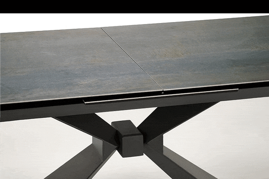 Zestaw do jadalni w stylu modern stół rozkładany LUCIANO + 4 krzesła K540 z obrotowym siedziskiem niebieski marmur na