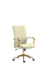 Welurowy fotel biurowy DORIAN kremowy na złotym stelażu