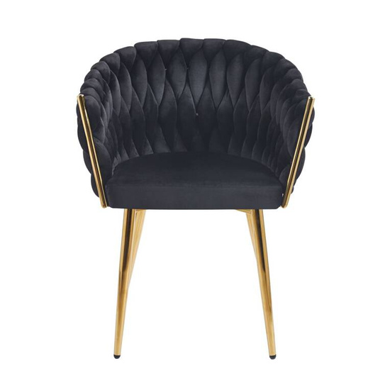 Krzesło welurowe Rosa 2 w czerni z luksusowym złotem
