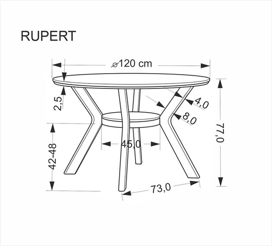 Okrągły stół RUPERT o średnicy 120 cm w orzechowym wykończeniu
