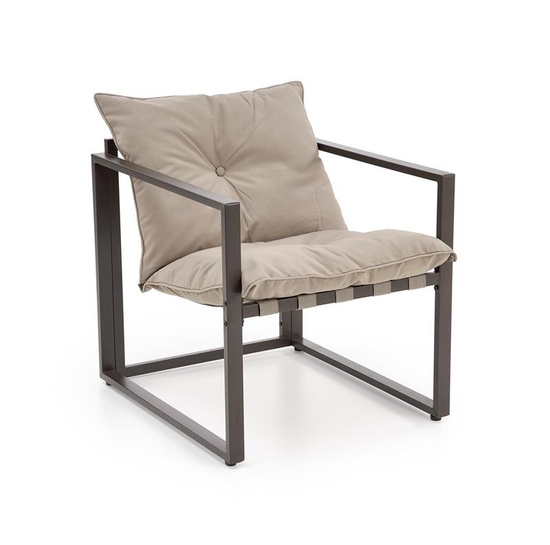 Zestaw ogrodowy SHARK w kolorze ciemny brąz / cappuccino – sofa, dwa fotele i ława