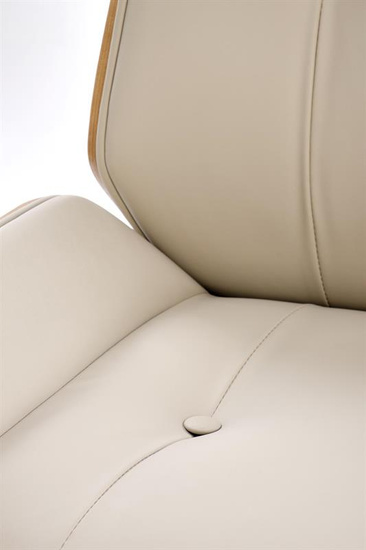 Fotel gabinetowy WEBSTER w odcieniu orzechowego drewna i beżowej ekoskóry