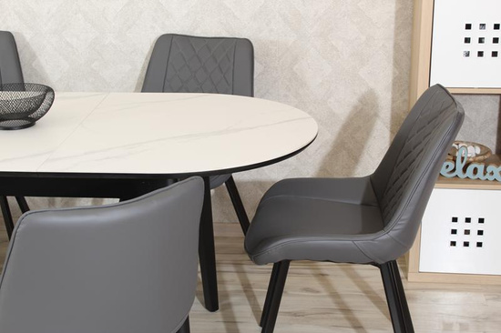 Tapicerowane krzesło do jadalni DORA | szara ekoskóra