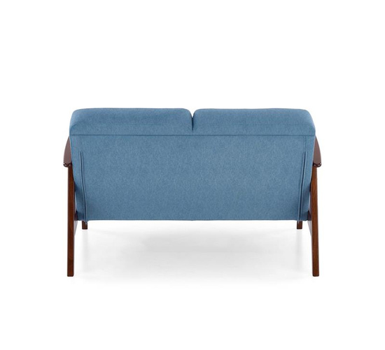 Sofa z drewnianymi podłokietnikami MILANO 2S w kolorze niebieskim Castel 74 