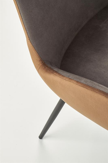 Krzesło K392 w kolorze popielatym z brązową podstawą 