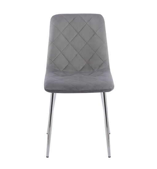 Stylowe krzesło welurowe ADEL szare ze srebrnymi nogami
