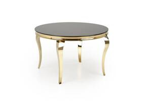 Luksusowy okrągły stół REGINALD 2 z czarnym blatem i złotymi nogami