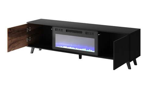 Stolik RTV RANDOM RTV-K 180 cm z kominkiem dąb wotan/czarny