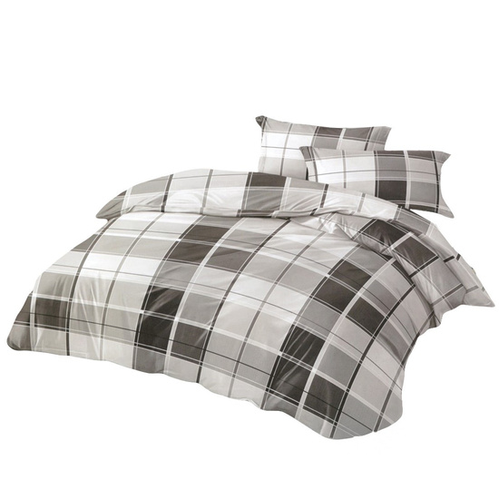 Pościel w kratkę 200 x 220 3cz Satynowa Dalwin 1034