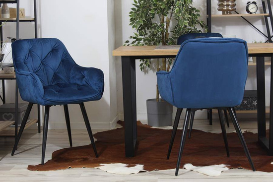 Krzesło fotelowe z podłokietnikami AURORA | granatowy welur, styl loft