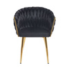 Krzesło welurowe Rosa 2 w czerni z luksusowym złotem