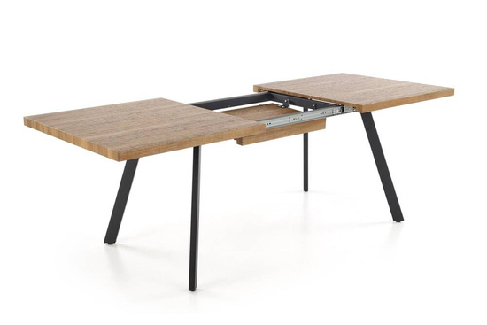 Stół rozkładany BERLIN (160/220 cm) z orzechowym blatem i czarnym stelażem