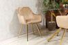 Krzesło w przeszycia skośne CARBO ciemny beż ze złotymi nóżkami