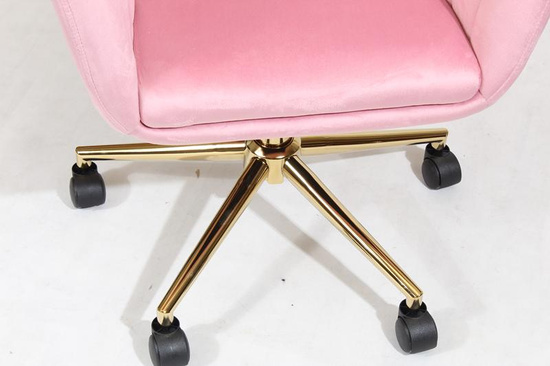 Fotel kubełkowy do biurka FABIO różowy/złoty