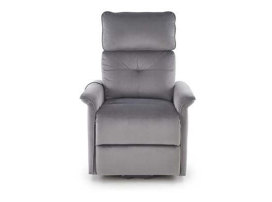 Fotel wypoczynkowy z funkcją elektrycznego rozkładania i gniazdem USB SEMIR 2 w popielatej tkaninie BLUVEL 14